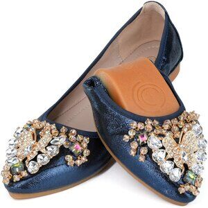 🆕Women's Blue Ballet Flat Shoes Wedding Flats Slip Comfortable on Flats